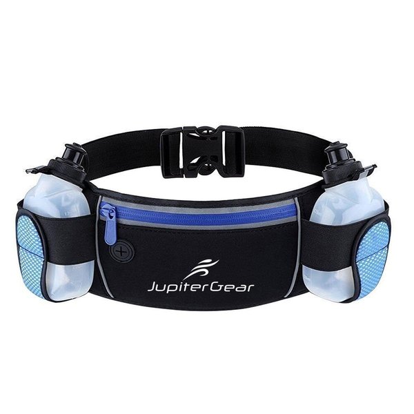 Jupiter Gear Jupiter Gear JG-RUNBELT4-BLUE Running Hydration Belt Waist Bag with Water-Resistant Pockets & 2 Water Bottles for Outdoor Sports; Blue JG-RUNBELT4-BLUE